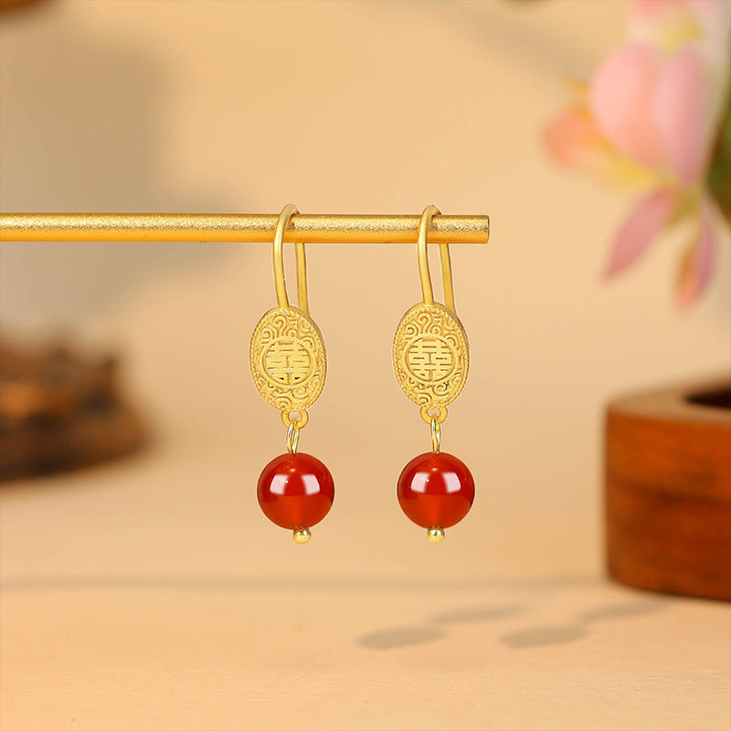 Earrings - Orecchini con Perle di Giada Rossa