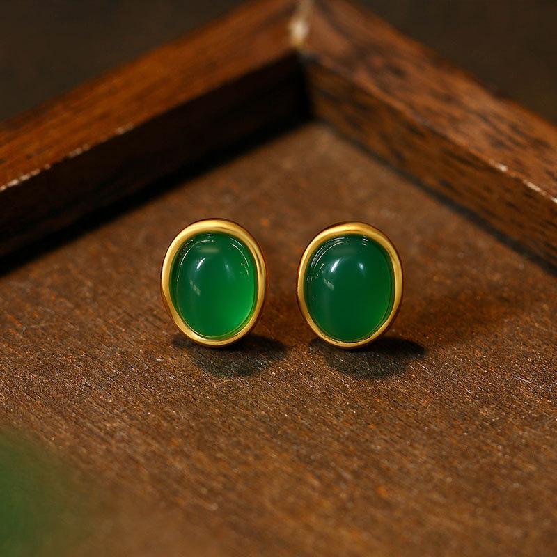 Earrings - Orecchini di giada naturale verde Talismani