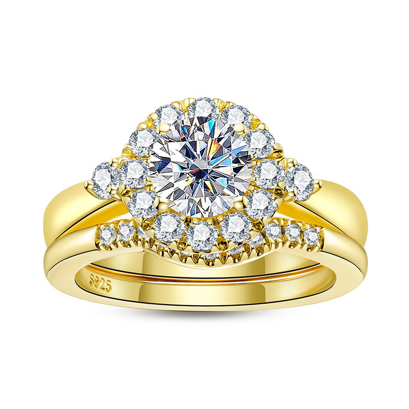 Moissanite Engagement Ring 1 Carat - Set di anelli di fidanzamento color