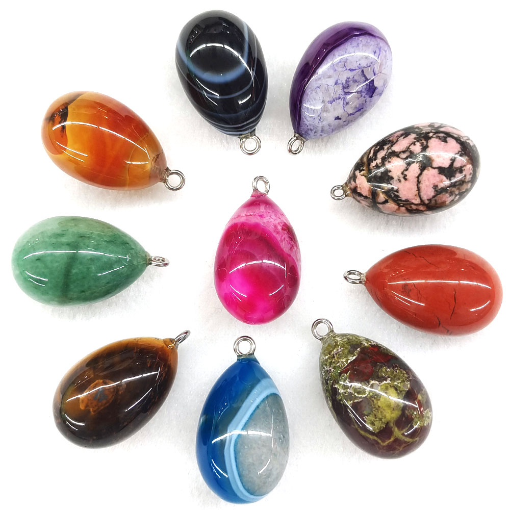 Crystal Pendant Necklace Natural Stone - Ciondolo a forma di uovo, dimensioni
