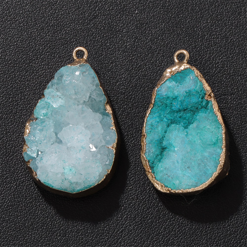 Crystal Pendant Necklace Natural Stone - 1PC Ciondolo Geode Agata Naturale 25x38mm