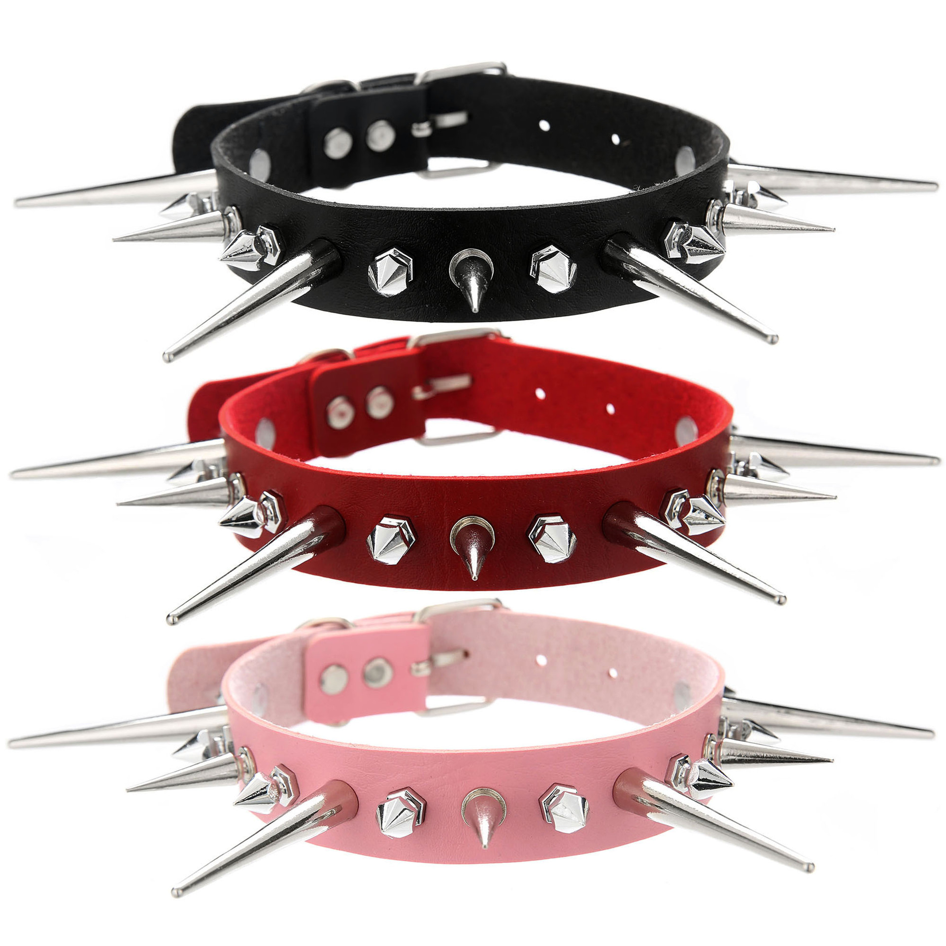 Goth Punk Spike Choker - KMVEXO Punk Long Spike Choker collare