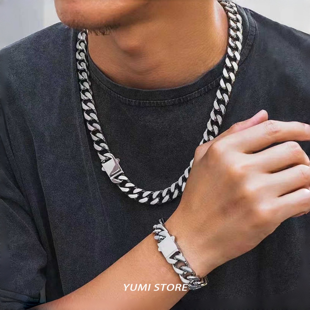 Cuban Link Chain 12Mm - Collana a catena cubana in acciaio