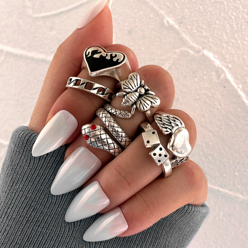 Vintage Punk Knuckle Rings Set - Set di 6 anelli da donna