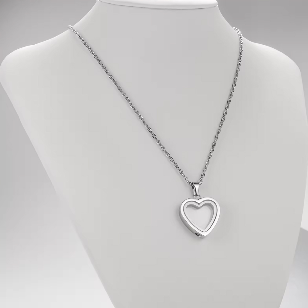 Collana di gioielli per cremaz - Heart Locket Necklace Photo recensione e prezzo